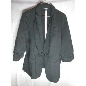 Torrid Black Jacket Plus Size 0 Ruched 3/4 Sleeves